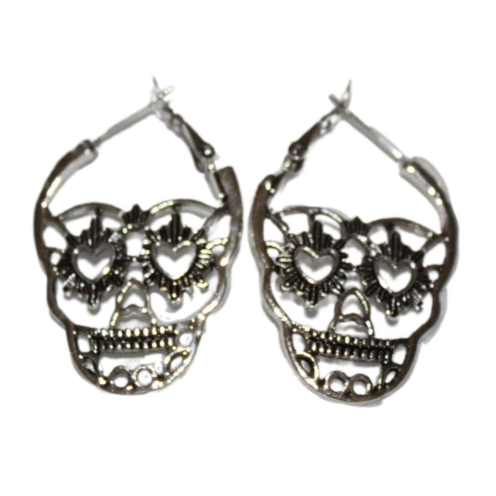 Skull Punk Hoop Earrings - Picture 10 of 16